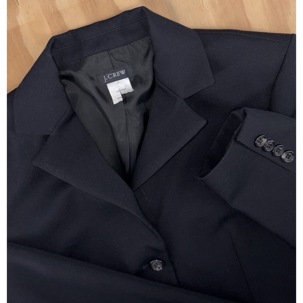 J. Crew Blazer Wool 3 Button Jacket Women's Size 6 Black Single Breasted